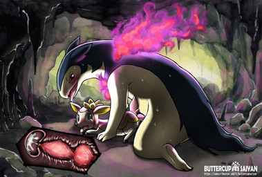 animal_genitalia animal_penis blush bodily_fluids canine_genitalia canine_penis cave colored_fire cum cum_in_uterus cum_inside duo erection female female_penetrated feral feral_on_feral feral_penetrated feral_penetrating feral_penetrating_feral fire genital_fluids genitals knot knotted_penis knotting male male/female male_penetrating male_penetrating_female outside penetration penis purple_fire questionable_consent semi-anthro sex tears_of_pain uterus vaginal vaginal_canal vaginal_knotting vaginal_penetration x-ray_view buttercup_saiyan nintendo pokemon deerling generation_5_pokemon generation_8_pokemon hisuian_form hisuian_typhlosion pokemon_(species) regional_form_(pokemon) spring_deerling absurd_res clip_studio_paint_(artwork) digital_media_(artwork) hi_res