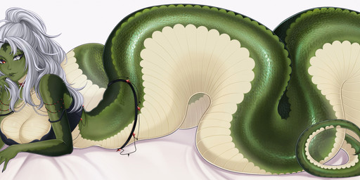 apode dakimakura female legless serpentine solo split_form uwabamii disease_dis vtuber draconcopode lamia monster reptile scalie snake absurd_res dakimakura_design hi_res