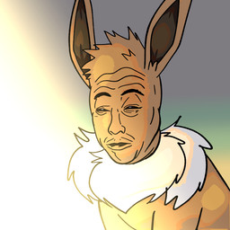 ambiguous_gender brown_body feral humor light long_ears sitting solo squinted_eyes blitzdrachin conditional_dnp limmy_waking_up nintendo pokemon eevee generation_1_pokemon pokemon_(species) 1:1 2026 digital_drawing_(artwork) digital_media_(artwork) icon meme reaction_image