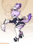 anthro butt clothing eyes_closed female footwear fur gloves hair handwear high_heels maid_uniform multicolored_body multicolored_fur purple_body purple_fur purple_hair shoes solo two_tone_body two_tone_fur uniform white_body white_fur omegasunburst sega sonic_the_hedgehog_(series) blaze_the_cat domestic_cat felid feline felis mammal 2024 3:4 absurd_res hi_res