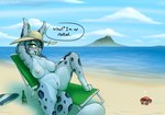 anthro beach beach_chair biped breasts chest_tuft clothing dialogue ear_piercing ears_back facial_piercing fangs female flesh_tunnel fur furgonomics furry-specific_piercing gauged_ear genitals green_eyes hand_behind_head hat hat_only headgear headgear_only headwear headwear_only humanoid_genitalia humanoid_pussy looking_at_viewer markings mostly_nude mostly_nude_anthro mostly_nude_female muzzle_piercing nipples nose_piercing nude outside piercing pivoted_ears presenting presenting_pussy public public_nudity pussy reclining sabertooth_(anatomy) sand seaside sitting solo spots spotted_body spotted_fur spread_legs spreading sun_hat teeth text tuft water stargazer evelynn_(stargazer) ambient_arthropod ambient_bird ambient_crab ambient_crustacean ambient_sealife arthropod crustacean felid feline mammal marine pantherine snow_leopard 2021 digital_media_(artwork) english_text hi_res