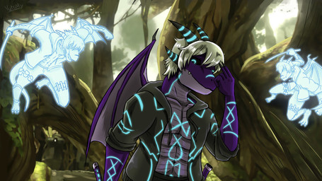 abs anthro blue_markings clone forest forest_background hair horn male markings nature nature_background navel pecs plant purple_body solo tree white_hair wings yutiply mythology grydir_dacanoor_(griffonki) dragon mythological_creature mythological_scalie scalie absurd_res hi_res