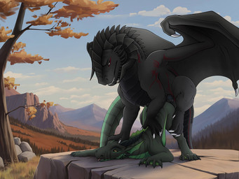 4_toes ambiguous_gender animal_genitalia ass_up bent_leg bent_over big_dom_small_sub biped black_body black_penis black_scales bodily_fluids butt claws cloud detailed_background digitigrade dominant duo erection feet female female_penetrated feral feral_on_feral feral_penetrated feral_penetrating feral_penetrating_feral foot_on_head forepaw_on_head from_behind_position genital_fluids genital_slit genitals green_body green_scales hand_on_head hindpaw horn knot knotted_penis larger_male leapfrog_position lying male male/female male_feral male_on_top male_penetrating male_penetrating_female membrane_(anatomy) membranous_wings mountain nude obscured_penetration on_front on_top outside paws penetration penile penile_penetration penis perching_position plant quadruped scales sex size_difference sky smaller_ambiguous smaller_penetrated snout step_position tail tailbutt teeth three-quarter_view toe_claws toes tongue tongue_out tree wing_claws wings sterr european_mythology mythology aciel_viskaff vindskera dragon mythological_creature mythological_scalie scalie western_dragon 2d_animation 4:3 animated frame_by_frame hi_res loop no_sound short_playtime female_(lore)