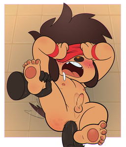 adult_on_young age_difference anal anal_penetration anthro balls blush bodily_fluids butt covered_eyes duo erection genital_fluids genitals male male/male male_penetrated male_penetrating male_penetrating_male nude open_mouth penetration penis sex simple_background solo_focus young young_male kentobi cartoon_network mao_mao:_heroes_of_pure_heart ok_k.o.!_let's_be_heroes kaio_kincaid puppy_k.o. sheriff_mao_mao_mao canid canine canis domestic_cat domestic_dog felid feline felis mammal werecanid werecanine werecreature weredog