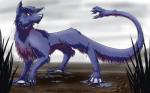 blue_body blue_fur feet feral fur looking_at_viewer male membrane_(anatomy) mythical red_eyes solo tail tail_hand toes unusual_anatomy unusual_tail webbed_feet webbed_hands wet ahro ahuizotl canid canine canis hybrid mammal wolf 16:10 2013 shaded signature widescreen