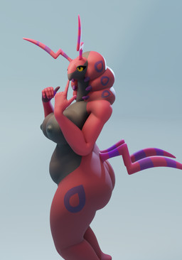anthro areola big_breasts black_areola black_nipples breasts butt female nipples nude simple_background solo traknoch nintendo pokemon arthropod generation_5_pokemon pokemon_(species) scolipede 3d_(artwork) absurd_res blender_(artwork) blender_cycles_(artwork) digital_media_(artwork) hi_res