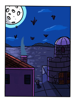 ambiguous_gender anthro fantasy group moon night sea village water garrus368 mythology avian dragon gryphon mythological_avian mythological_creature mythological_scalie scalie comic