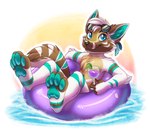 alcohol anthro beverage cocktail cocktail_glass container cup drinking_glass eyewear floatie glass glass_container glass_cup inflatable male pawpads paws solo summer sunglasses water azshara_kletete ame ameko canid canine canis mammal wolf