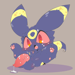 3_toes balls big_ears big_penis blush bodily_fluids chibi cum cum_on_ground cute_fangs dripping facial_markings fangs feet feral fur genital_fluids genitals glistening head_markings hindpaw leaking legs_up looking_at_viewer lying male markings on_back open_mouth pawpads paws penis presenting solo spread_legs spreading sweat tail tapering_penis teeth toes tongue vein veiny_penis mukomizu_kintora nintendo pokemon eeveelution generation_2_pokemon pokemon_(species) umbreon 1:1 absurd_res hi_res