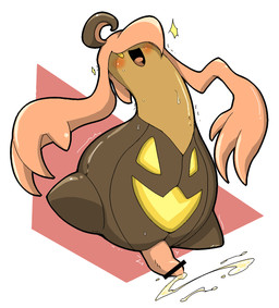 :d animal_genitalia barefoot blush bodily_fluids cum cum_on_penis erection feet feral food fruit genital_fluids genital_slit genitals male nude open_mouth orgasm penis plant pumpkin smile solo spread_legs spreading sweat tapering_penis tongue doneru nintendo pokemon generation_6_pokemon ghost gourgeist pokemon_(species) spirit 2014 censored hi_res
