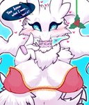 anthro big_breasts blue_eyes blush breasts female fur looking_at_viewer solo white_body white_fur milkteafox mythology nintendo pokemon dragon generation_5_pokemon legendary_pokemon mythological_creature mythological_scalie pokemon_(species) reshiram scalie absurd_res hi_res