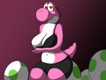 big_breasts bra breasts clothing egg female gradient_background heart_eyes heart_symbol simple_background sitting solo underwear yoshi_egg cobyiez mario_bros nintendo yoshi_(character) pink_yoshi yoshi cel_shading digital_media_(artwork) hi_res shaded