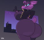 2019 2d_animation animated animated_png anthro bat big_breasts big_butt blue_eyes breasts butt clothed clothing curvy_figure digital_media_(artwork) female frame_by_frame fur hi_res huge_breasts huge_butt jacket leather leather_clothing leather_jacket leather_topwear looking_back mammal nipple_outline purple_body purple_fur short_playtime skinsuit solo sophie_slam tail tight_clothing topwear vimhomeless voluptuous