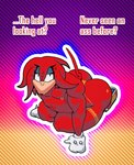 anthro big_butt butt clothed clothing crossdressing eyeshadow femboy kneeling looking_at_viewer makeup male nipple_piercing nipples piercing solo conadolpomp sega sonic_the_hedgehog_(series) knuckles_the_echidna echidna mammal monotreme