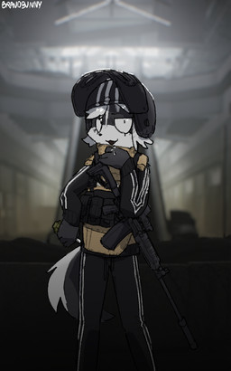 :3 ak-101 ak_platform ambiguous_anthro ambiguous_gender anthro assault_rifle black_bottomwear black_clothing black_helmet black_pants black_shirt black_topwear bottomwear clothed clothed_ambiguous clothed_anthro clothing detailed_background fully_clothed fully_clothed_ambiguous fully_clothed_anthro fur gun hair military_uniform multicolored_body multicolored_fur pants pattern_bottomwear pattern_clothing pattern_pants pattern_shirt pattern_topwear purple_body purple_fur ranged_weapon rifle shirt solo striped_bottomwear striped_clothing striped_pants striped_shirt striped_topwear stripes topwear two_tone_body two_tone_fur uniform weapon white_body white_fur white_hair bravobunny mammal mephitid skunk hi_res portrait three-quarter_portrait