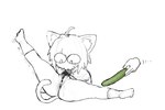 :3 anthro anus autocunnilingus bodily_fluids bottomless butt clothed clothing cucumber disembodied_hand female food footwear fruit genital_fluids genitals licking masturbation motion_lines oral oral_masturbation personal_grooming plant pubes pussy simple_background socks solo tail tongue vaginal vaginal_masturbation okgaki tsukihime type-moon neco-arc animal_humanoid cat_humanoid felid felid_humanoid feline feline_humanoid humanoid mammal mammal_humanoid digital_media_(artwork) hi_res