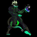 1:1 alpha_channel anthro conditional_dnp duo_lon fangs glowing glowing_eyes jack_dragon_(character) king_of_fighters male notkastar piercing pose reptile scalie smile snake solo teeth