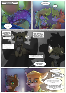 anthro anthro_on_anthro blonde_hair blue_eyes clothing dialogue duo eyewear female glasses hair intraspecies male male/female panties profanity speech_bubble tail text underwear young young_anthro young_female young_male young_on_young galo henry_(tycloud) tammy_(tycloud) tycloud canid canine felid fox mammal pantherine absurd_res comic english_text hi_res cousins_(lore) incest_(lore)