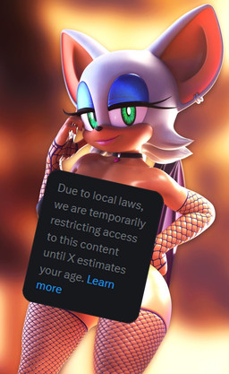 anthro armwear big_breasts big_ears black_nose blue_eyeshadow breasts choker clothing ear_piercing eyeshadow female fishnet_armwear fishnet_clothing fishnet_legwear front_view fur green_eyes hand_on_hip jewelry legwear lipstick looking_at_viewer makeup necklace piercing pink_lipstick shortstack solo tan_body tan_fur thick_thighs white_body white_fur wide_hips icyscratchy tsukirenders sega sonic_the_hedgehog_(series) rouge_the_bat bat mammal 3d_(artwork) censored digital_media_(artwork) hi_res