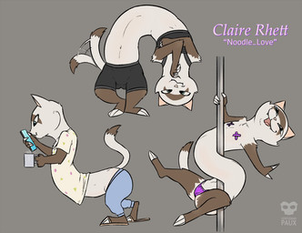 anthro bottomwear bra clothed clothing dancing female flat_chested flexible fur grey_background long_body midriff nipple_tape open_mouth open_smile panties pasties pole pole_dancing purple_clothing purple_panties purple_underwear shorts simple_background smile solo sports_bra stripper_pole tape text topless topless_female underwear white_body white_fur gentlemanpaux claire_rhett_(gentlemanpaux) domestic_ferret mammal mustelid musteline true_musteline weasel 2023 character_name