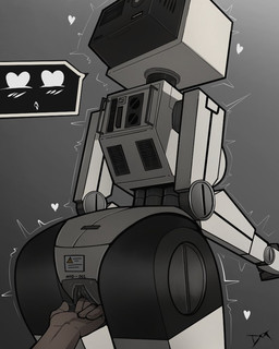ambiguous_gender blush disembodied_hand duo female female/ambiguous female_focus fingering genitals handles_on_back heart_eyes heart_symbol machine rear_view robotic_arms robotic_legs screen screen_face shaking simple_background solo_focus tremble_spikes trembling vulva warning_label white_body mrdoccon humanoid robot robot_humanoid 2025 4:5 digital_media_(artwork) signature