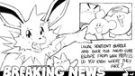 anthro claws eyebrows feral fingers gesture hand_gesture male open_mouth open_smile pointing smile text dahecksajerry nintendo pokemon slazo_media bubble_buddy_(slazo_media) pierrot_(dahecksajerry) domestic_cat eeveelution felid feline felis generation_1_pokemon jolteon mammal pokemon_(species) 16:9 english_text monochrome widescreen