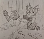 anthro anus bed butt clothing digitigrade female furniture genitals imminent_sex legwear pussy sex_toy solo spread_legs spreading stockings unknown_artist vkontakte pappy_(vkontakte) canid canine fox mammal slutty_clothing graphite_(artwork) sketch sketch_page traditional_media_(artwork)