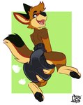 anthro black_diaper brown_body brown_fur brown_hair clean_diaper clothed clothing diaper diaper_fetish diaper_only diaper_squish fur green_eyes hair looking_back male pawpads paws poofy_diaper rear_view solo squish standing topless wearing_diaper bbawua levi_sheppy_(betaetadelota) canid canine canis domestic_dog german_shepherd herding_dog mammal pastoral_dog hi_res