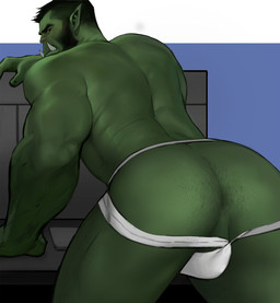 anus arm_support back_muscles beard bent_over biceps black_hair body_hair butt butt_hair butt_pose clothed clothing facial_hair green_body green_skin hair humanoid_pointy_ears jockstrap leaning leaning_forward looking_at_viewer looking_back looking_back_at_viewer male muscular muscular_humanoid muscular_male not_furry perineum pointy_ears pose presenting presenting_anus presenting_hindquarters solo three-quarter_view topless triceps tusks underwear white_clothing white_underwear dopq humanoid orc hi_res