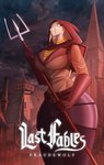 anthro backpack big_breasts breasts clothing female hair hair_over_eye holding_object holding_weapon hood melee_weapon polearm solo thick_thighs tight_clothing tight_fit trident weapon hiverdose last_fables eni_siverets_(last_fables) hare lagomorph leporid mammal absurd_res hi_res