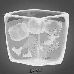 alcohol anthro beverage container countershade_face countershade_torso countershading cup ear_tuft eyes_closed floating fur glass glass_container glass_cup ice ice_cube male markings no_genitals nude short_tail solo spots spotted_body spotted_fur tail tasteful_nudity tuft ricky_arts felid feline humanoid lynx mammal 1:1 2025 monochrome