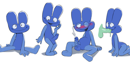 5_fingers anthro balls blue_balls blue_body blue_penis blush bodily_fluids countershading cross-eyed cum cum_drip cumshot dripping duo ejaculation erection fellatio fingers genital_fluids genitals glistening glistening_balls glistening_genitalia glistening_penis kneeling kneeling_oral_position looking_pleasured male male/male male_penetrated male_penetrating male_penetrating_male masturbation mostly_offscreen_male narrowed_eyes oral orgasm orgasm_face penetration penile penile_masturbation penis sex simple_background sitting smile spread_legs spreading standing white_background apis_(artist) battle_for_dream_island object_shows four_(bfb) algebralian lagomorph mammal 2019 multiple_scenes