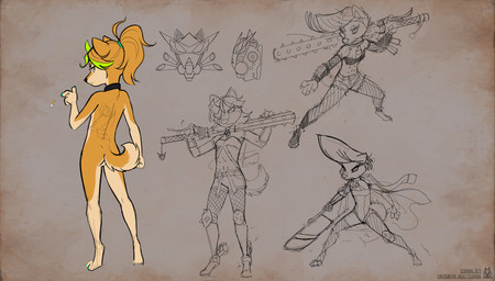 anthro armor armwear back_tattoo belly_nipples biped black_nose bottomwear butt choker choker_only cigarette claws clothing countershade_face countershade_fur countershading digitigrade dipstick_tail eye_patch eyewear female fishnet_armwear fishnet_clothing fishnet_legwear folding_chair fur hair holding_melee_weapon holding_object holding_weapon improvised_weapon jet_pack jewelry legwear looking_at_viewer looking_back looking_back_at_viewer markings melee_weapon navel necklace necklace_only nude orange_body orange_fur ponytail short_tail shorts solo tail tail_markings tan_body tan_countershading tan_fur tan_markings tattoo underage_smoking vambrace weapon young young_anthro young_female lichfang canid canine canis domestic_dog mammal shiba_inu spitz 2025 absurd_res hi_res multiple_images sketch