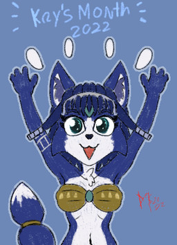 accessory anthro arms_above_head blue_background blue_body blue_fur breasts chibi dipstick_tail female fur furgonomics happy jewelry markings open_mouth ring simple_background tail tail_accessory tail_jewelry tail_markings tail_ring destruteka krystal_appreciation_month nintendo star_fox krystal_(star_fox) canid canine fox mammal low_res