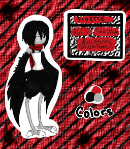 beak black_body black_clothing black_feathers black_hair black_wings claws clothing feathered_arms feathers grey_beak hair red_scarf scarf stated_age text topwear white_claws white_clothing winged_arms wings tuxiiedos pipette_(tuxiiedos) avian bird corvid corvus_(genus) crow human mammal oscine passerine 2013 character_name model_sheet