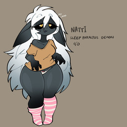 biped clothed clothing female footwear hair messy_hair pointy_ears shortstack shortstack_female socks solo standing underwear white_hair yellow_eyes jek_(artist) demon humanoid sleep_paralysis_demon 1:1 hi_res