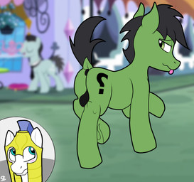 anus armor balls black_anus black_balls black_hair black_mane black_tail blue_eyes blush blush_lines butt canterlot cutie_mark dock_(anatomy) duo_focus exhibitionism feral genitals green_body green_eyes group hair headgear helmet inviting looking_away looking_back male male/male mane nude presenting raised_tail screencap screencap_background tail tongue tongue_out white_body yellow_helmet sefastpone friendship_is_magic hasbro my_little_pony anon anon_stallion background_character fan_character royal_guard_(mlp) earth_pony equid equine horse mammal pony 2022 digital_media_(artwork) hi_res