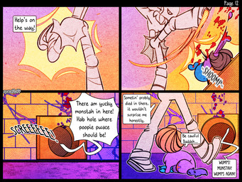 ambiguous_gender ambiguous_human amputee baby_talk ballbusting blood blue_body blue_fur bodily_fluids brick brick_wall castration clothed clothed_human clothing cock_and_ball_torture dialogue disability feral fur genital_mutilation genital_torture gore hair kick male male_feral missing_leg missing_limb mutilation neonate orange_hair purple_body purple_fur text violence wall_(structure) young young_feral spacefluff fluffy_pony fluffy_pony_(species) human mammal 2023 4:3 comic digital_media_(artwork) english_text hi_res