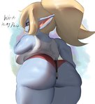 back_boob big_breasts big_butt blonde_hair blue_body breasts butt clothing female hair huge_butt humanoid_pointy_ears panties pigtails pointy_ears rear_view shirt short_stack solo tank_top thick_thighs topwear underwear wide_hips kinddegenerate league_of_legends riot_games tencent poppy_(lol) humanoid yordle absurd_res hi_res