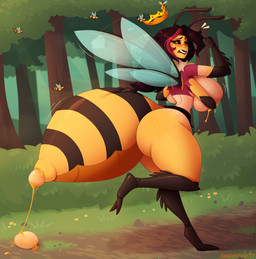 2_toes 4_arms antennae_(anatomy) arthropod_abdomen arthropod_abdomen_genitalia big_breasts big_butt bite biting_lip black_lips black_sclera blush bodily_fluids breast_squish breasts butt crown egg feet female female_focus food forest genitals headgear honey_(food) huge_breasts huge_butt huge_thighs human_to_humanoid insect_wings lactating lactating_honey lips multi_arm multi_limb oviposition plant small_waist solo solo_focus species_transformation squish thick_thighs toes transformation tree unusual_bodily_fluids unusual_lactation wings yellow_body yellow_eyes unidentified-tf thorne_(unidentified-tf) animal_humanoid arthropod arthropod_humanoid bee bee_humanoid humanoid hymenopteran hymenopteran_humanoid insect insect_humanoid hi_res