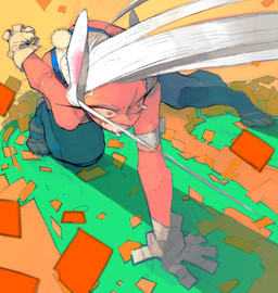 action_pose angry bodily_fluids bottomwear clenched_teeth clothing constricted_pupils crouching dripping female gloves hair handwear high-angle_view inner_ear_fluff kneeling long_ears long_hair pants pose pupils red_eyes round_tail saliva saliva_drip small_pupils small_tail solo spread_legs spreading tail tan_body tan_skin tears teeth tuft white_hair a_4_k_a my_hero_academia rumi_usagiyama animal_humanoid humanoid lagomorph lagomorph_humanoid leporid_humanoid mammal mammal_humanoid rabbit_humanoid digital_drawing_(artwork) digital_media_(artwork) hi_res