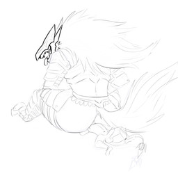 anthro armor balls biped breastplate butt claws digitigrade duo erection facesitting genitals hair humanoid_genitalia humanoid_penis larger_anthro larger_male male male/male mane mane_hair open_mouth pauldron penis simple_background sitting_on_another size_difference smaller_anthro smaller_male toe_claws tongue tongue_out white_background covertcanine elden_ring fromsoftware maliketh_(elden_ring) canid canine canis mammal wolf 1:1 2022 absurd_res digital_media_(artwork) hi_res sketch
