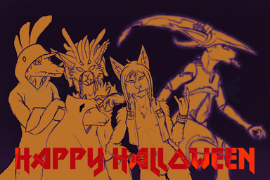 ambiguous_gender anthro bottomless bracelet clothed clothing convenient_censorship cookie devil_horns_(gesture) featureless_crotch female food gesture ghost_costume group hair hand_gesture hat headgear headwear holidays jewelry long_hair mostly_nude nude onesie purple_background simple_background studded_bracelet studded_jewelry studs text topwear topwear_only vest vest_only wizard_hat frostwyrm102 digital_extremes halloween mythology palworld pocketpair tencent warframe ahmara_karyss april_dawn nel'zios domestic_cat dragon felid feline felis finsider kavat mammal mirromy murid murine mythological_creature mythological_scalie rat ratfolk rodent scalie 3:2 english_text orange_theme