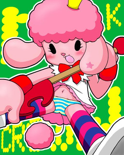 black_eyes boots bottomwear bow_ribbon clothing collar crown dress electric_guitar female footwear green_background guitar hair headgear holding_guitar holding_musical_instrument holding_object legwear musical_instrument navel open_mouth panties panty_shot pattern_bottomwear pattern_clothing pattern_legwear pattern_panties pattern_underwear pink_body pink_hair pink_nose pink_tail plucked_string_instrument purple_clothing purple_legwear red_bow shoes simple_background solo string_instrument striped_bottomwear striped_clothing striped_legwear striped_panties striped_underwear stripes tail underwear white_boots white_clothing white_dress white_footwear yellow_clothing yellow_crown yellow_panties yellow_underwear gshinobi bemani konami pop'n_music pop'n_music_13_carnival white_merry bovid caprine mammal sheep 2006 4:5