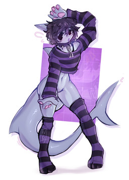 anthro femboy male solo ronfos animal_humanoid aquatic aquatic_humanoid fish fish_humanoid humanoid shark_humanoid absurd_res hi_res