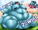 anthro balls belly big_balls big_belly big_ears big_moobs blue_body blue_fur blue_hair blush crossgender detailed_background elephant_fruit fangs female food fruit ftm_crossgender fur genitals hair lips male moobs navel obese obese_anthro obese_male overweight overweight_anthro overweight_male penis plant small_penis surprise surprised_expression teeth text thick_lips thick_thighs transformation transformation_sequence wide_hips lionberrymochi mario_bros nintendo super_mario_bros_wonder canid canine canis elephant elephantid mammal proboscidean wolf absurd_res detailed hi_res