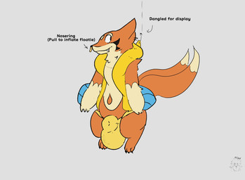 2_tails 3_fingers 3_toes animal_genitalia balls big_balls biped black_nose facial_piercing feet feral fingers fur genitals grey_background huge_balls long_tail male multi_tail neck_tuft nose_piercing nose_ring nude orange_body orange_fur orange_tail piercing ring_piercing sheath simple_background solo tail teeth text toes tuft yellow_balls yellow_sheath hollowedwood nintendo pokemon floatzel generation_4_pokemon pokemon_(species) 2026 english_text hi_res