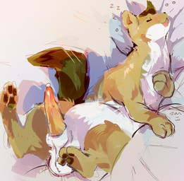 balls banana_penis banana_tree bed big_balls big_feet blush bodily_fluids brown_pawpads digitigrade dream dripping erection eyes_closed feet feral fruit_tree fur furniture genital_fluids genitals green_body green_fur leaf leaf_on_head leaf_tail male nude open_mouth orange_penis pawpads paws penis plant precum precum_drip simple_background sleeping sleeping_nude smile solo tail tapering_penis text tree white_body white_fur yellow_penis zanthu vox_(fengoob) elemental_creature flora_fauna mammal mustelid musteline true_musteline 2025 artist_name digital_drawing_(artwork) digital_media_(artwork) hi_res signature