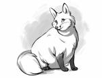 belly big_belly female feral obese obese_female obese_feral overweight overweight_female overweight_feral sitting solo featherhead canid canine fox mammal monochrome