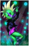 2016 4_fingers alien alien_humanoid boots breasts butt clothed clothing disney dress eyebrows eyewear female fernando_faria fingers footwear freckles green_body green_skin hair humanoid humanoid_pointy_ears jacket looking_at_viewer lord_dominator mohawk noseless not_furry smile solo standing sunglasses topwear wander_over_yonder white_hair